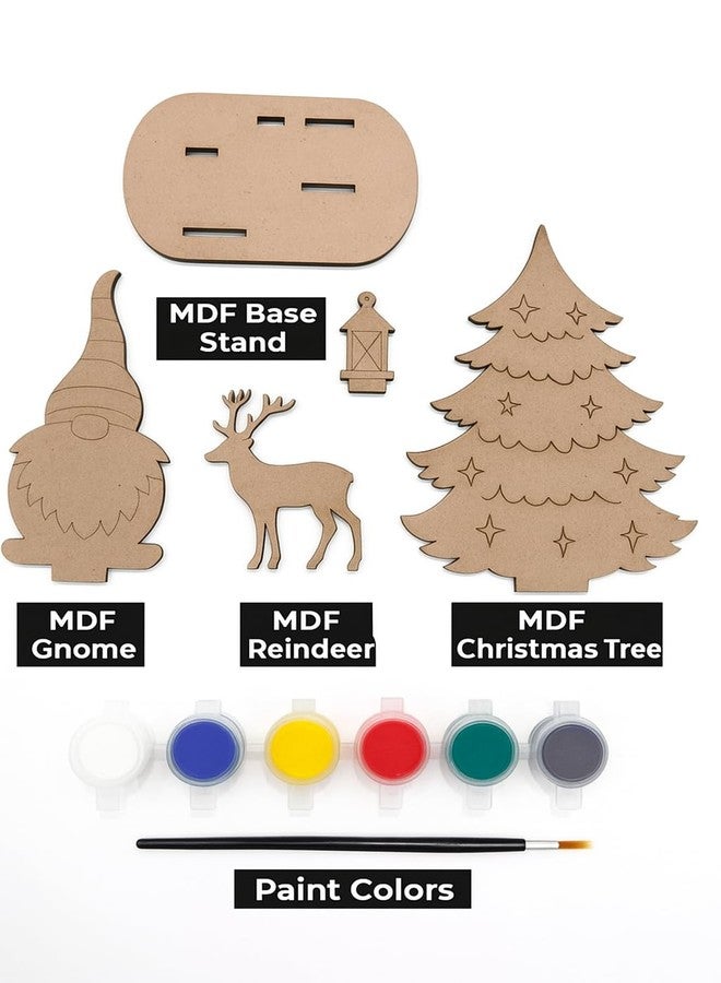 GreyArt DIY Christmas Wooden Painting Kit for Kids | MDF 3D Christmas Gnome, Reindeer & Tree Craft Set with Paints & Brush | Easy to Assemble Art & Craft Activity (Style-3) - Image 5